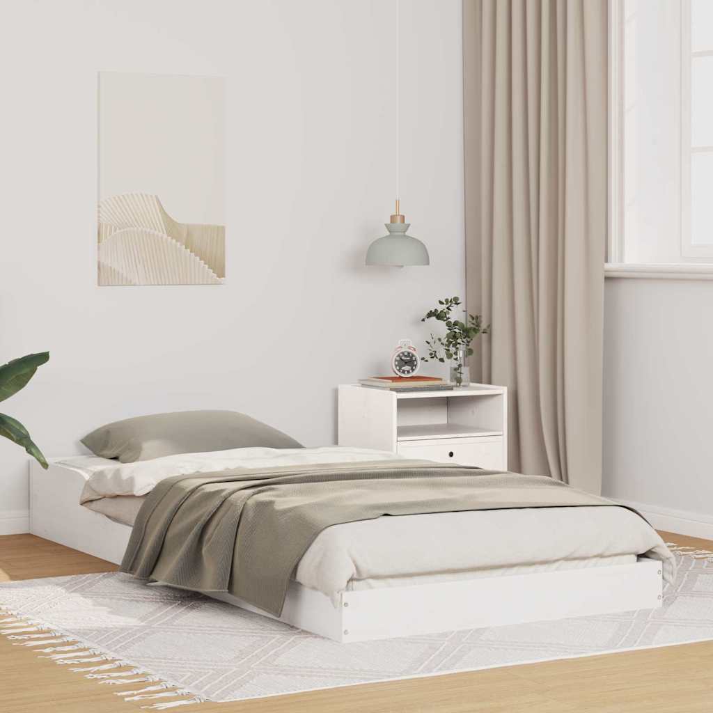 Bed Frame White 90 x 200 cm Solid Pine Wood