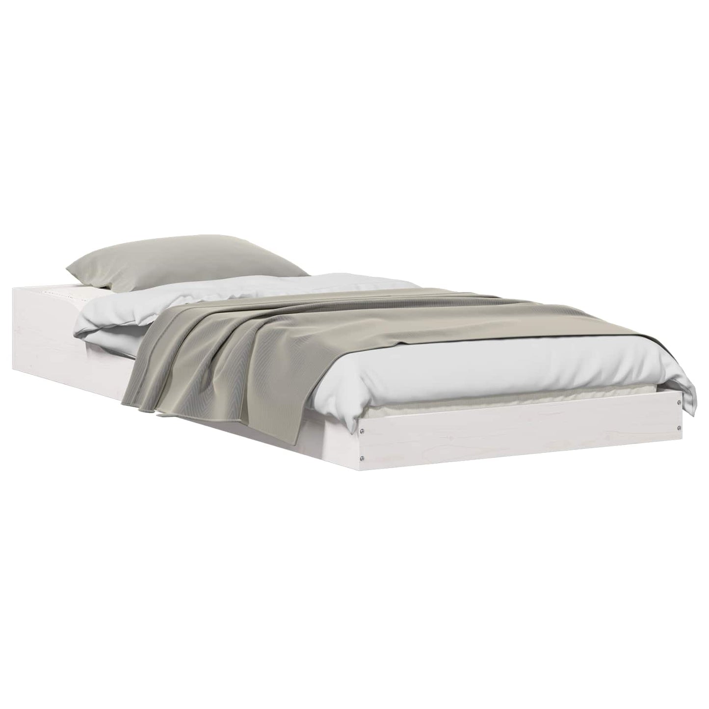 Bed Frame White 90 x 200 cm Solid Pine Wood