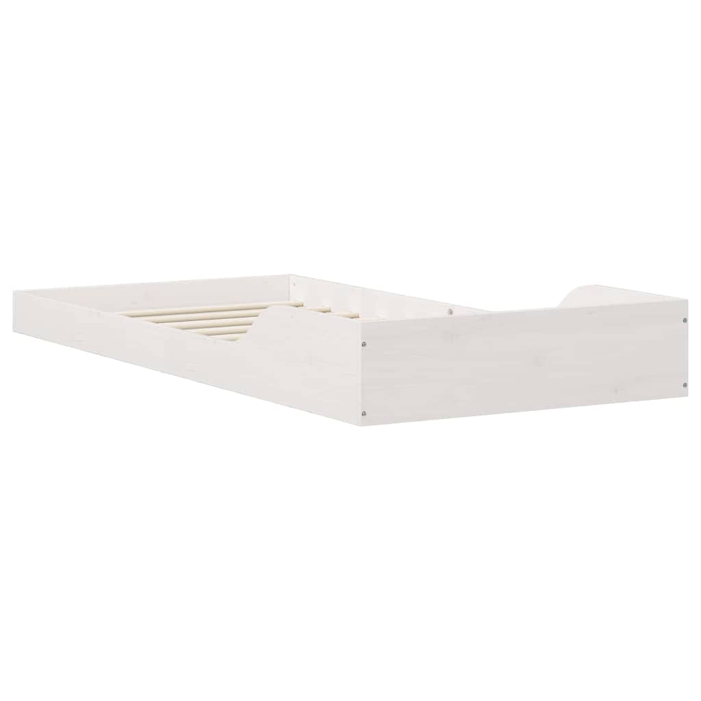 Bed Frame White 90 x 200 cm Solid Pine Wood
