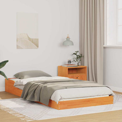 Bed Frame Wax Brown 75 x 190 cm Solid Pine Wood