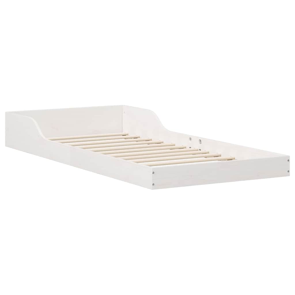 Bed Frame White 90 x 210 cm Solid Pine Wood