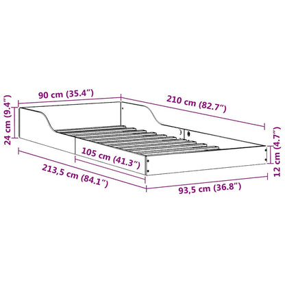 Bed Frame White 90 x 210 cm Solid Pine Wood