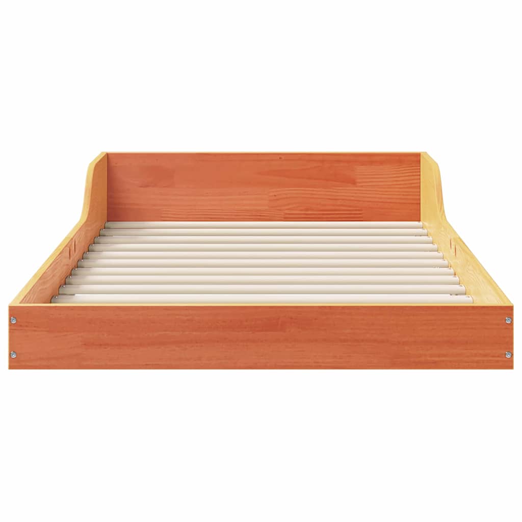 Bed Frame Wax Brown 90 x 210 cm Solid Pine Wood