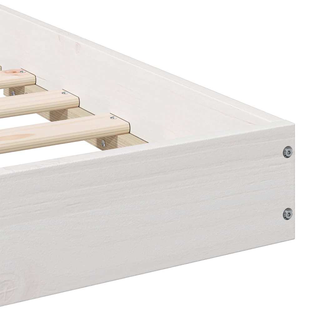 Bed Frame White 100 x 210 cm Solid Pine Wood