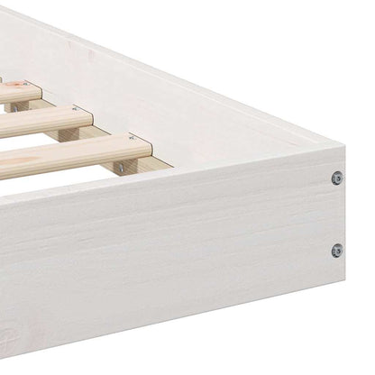 Bed Frame White 100 x 210 cm Solid Pine Wood