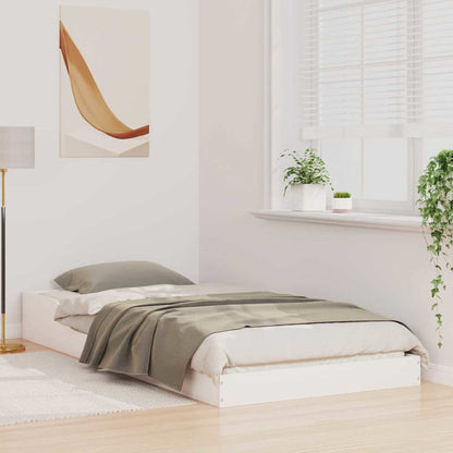 Bed Frame White 100 x 210 cm Solid Pine Wood