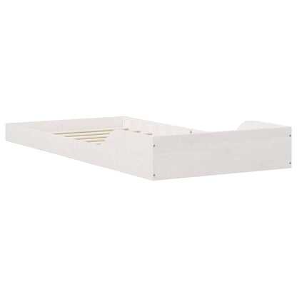 Bed Frame White 100 x 210 cm Solid Pine Wood