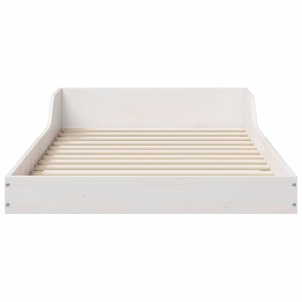 Bed Frame White 100 x 210 cm Solid Pine Wood