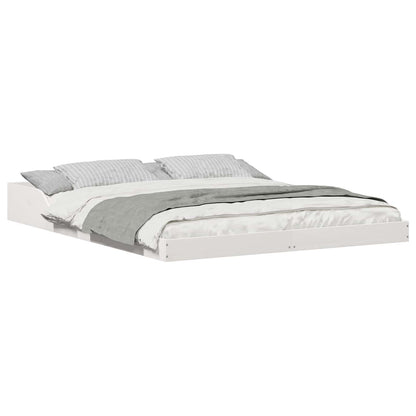 Bed Frame White 140 x 210 cm Solid Pine Wood