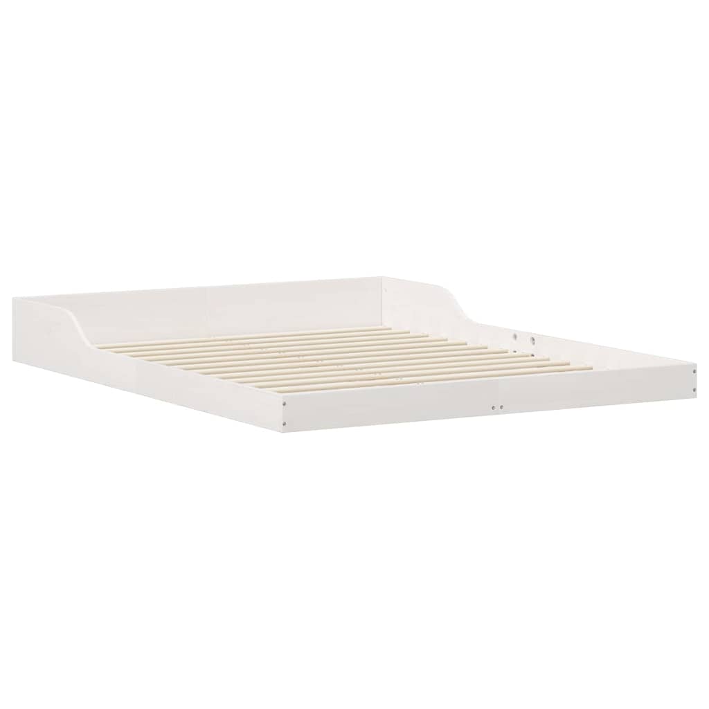 Bed Frame White 140 x 210 cm Solid Pine Wood
