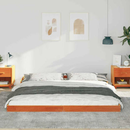 Bed Frame Wax Brown 180 x 210 cm Solid Pine Wood