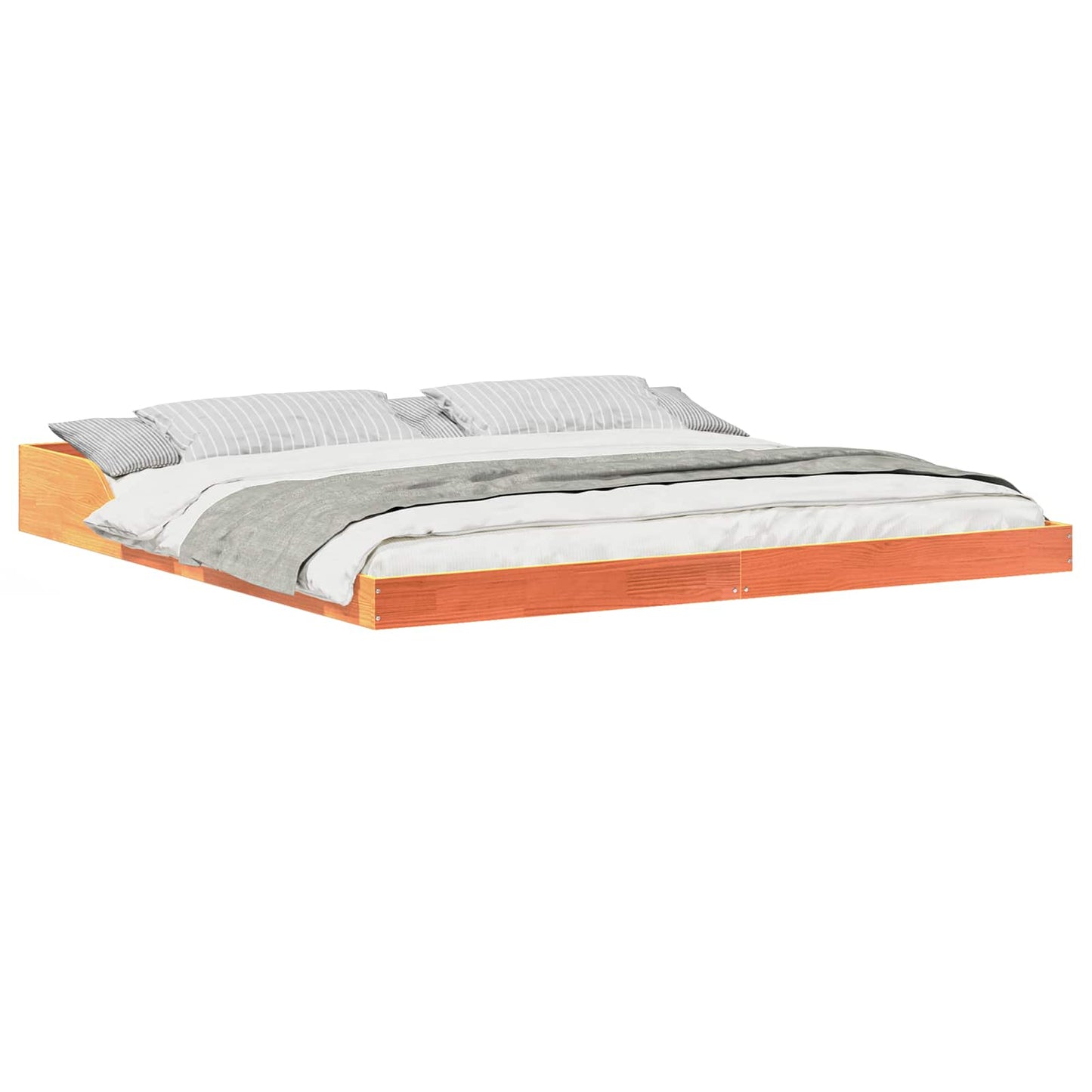 Bed Frame Wax Brown 180 x 210 cm Solid Pine Wood
