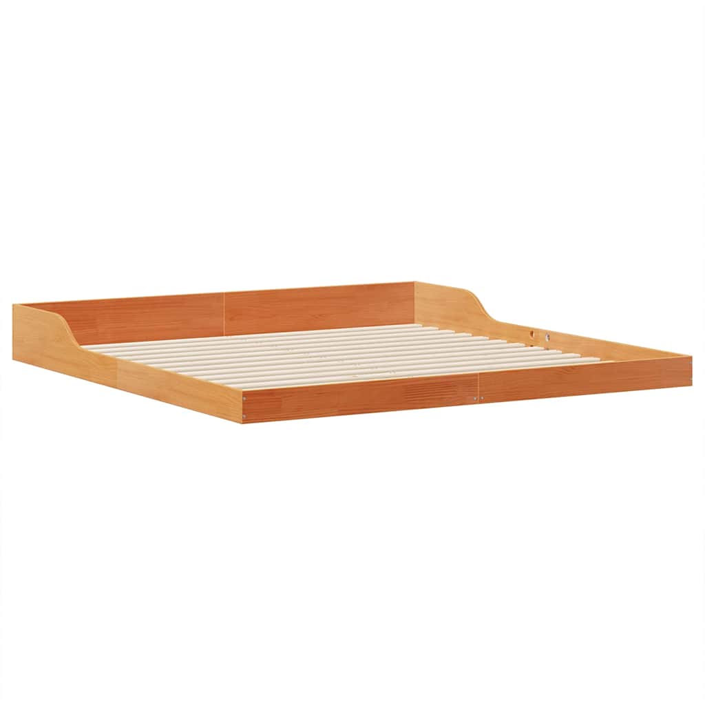 Bed Frame Wax Brown 180 x 210 cm Solid Pine Wood