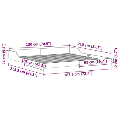 Bed Frame Wax Brown 180 x 210 cm Solid Pine Wood