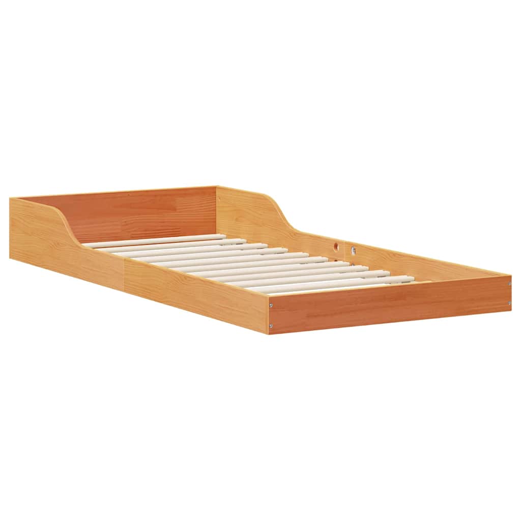 Bed Frame Wax Brown 80 x 220 cm Solid Pine Wood