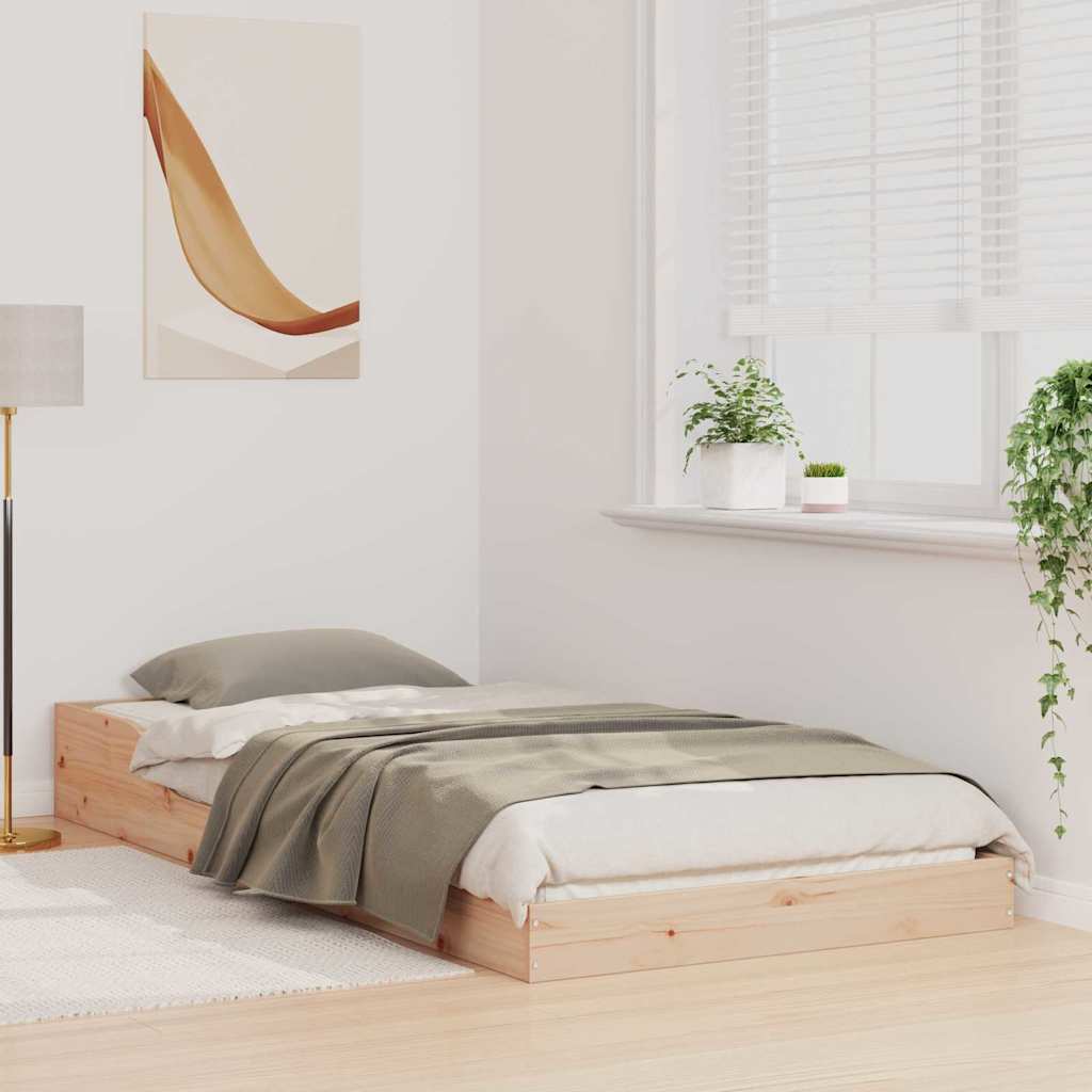Bed Frame Natural 90 x 220 cm Solid Pine Wood
