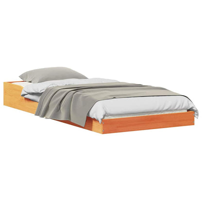 Bed Frame Wax Brown 90 x 220 cm Solid Pine Wood