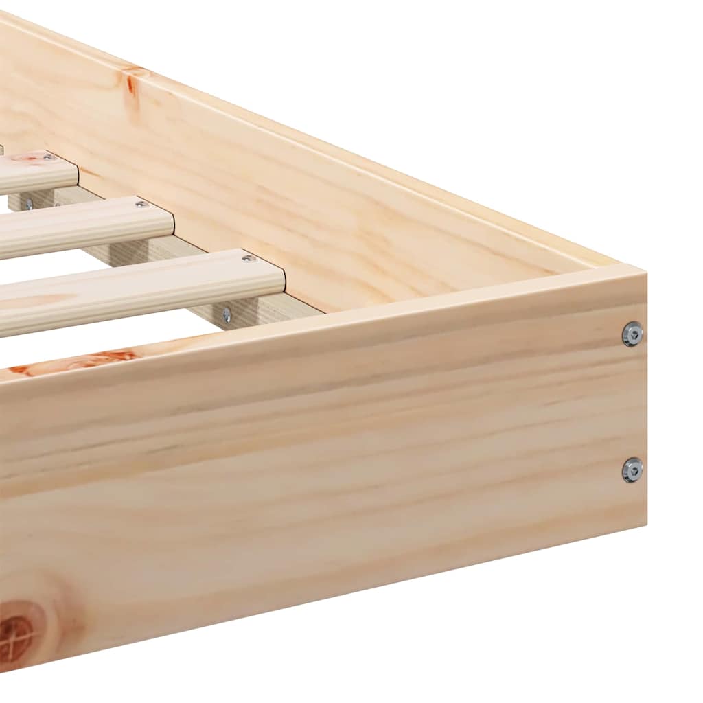 Bed Frame Natural 100 x 220 cm Solid Pine Wood