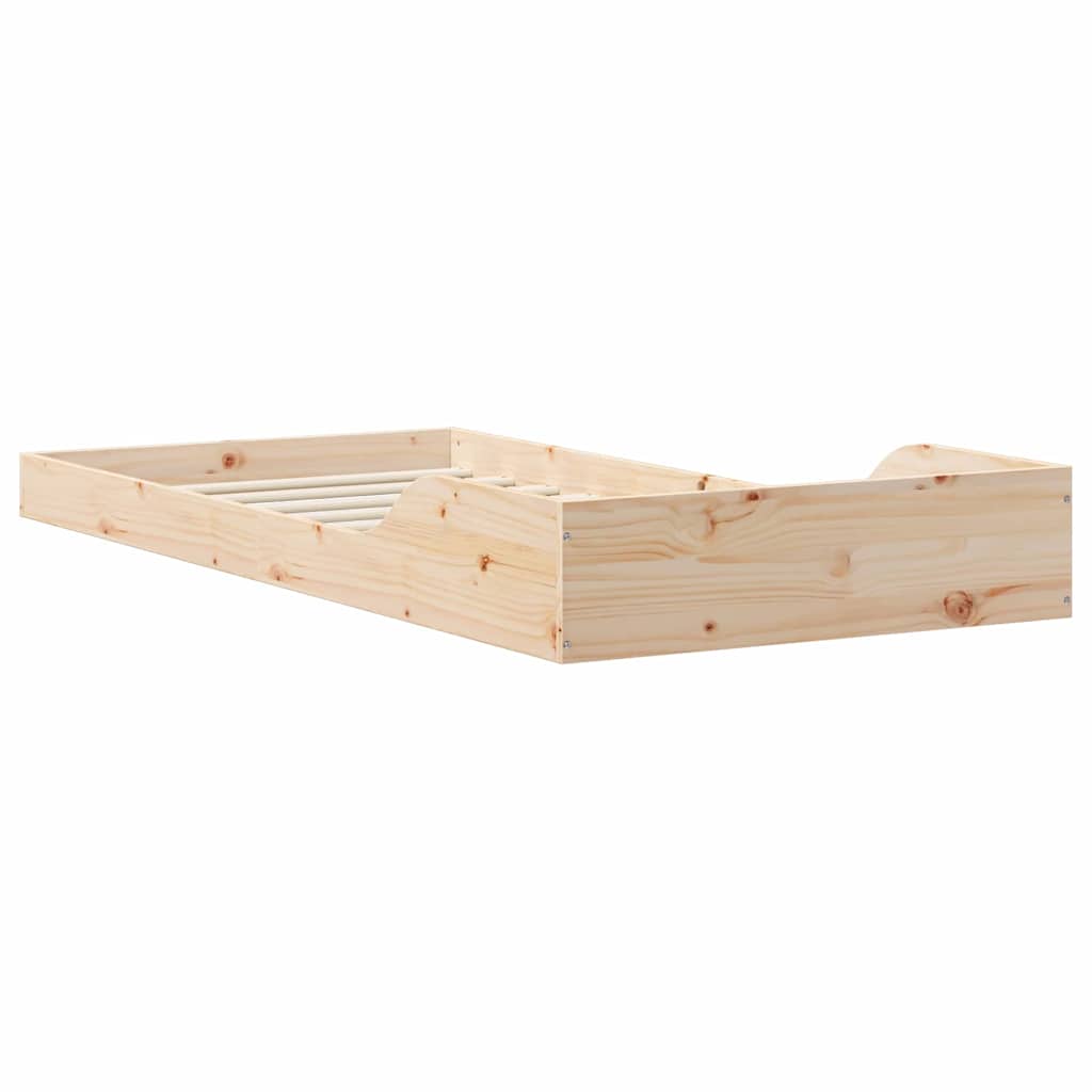 Bed Frame Natural 100 x 220 cm Solid Pine Wood