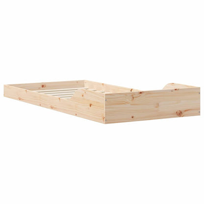 Bed Frame Natural 100 x 220 cm Solid Pine Wood