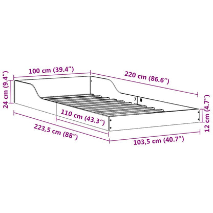 Bed Frame Natural 100 x 220 cm Solid Pine Wood