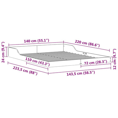 Bed Frame Brown 140 x 220 cm Solid Pine Wood