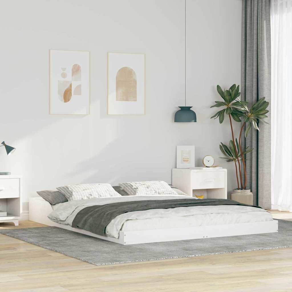 Bed Frame White 140 x 220 cm Solid Pine Wood
