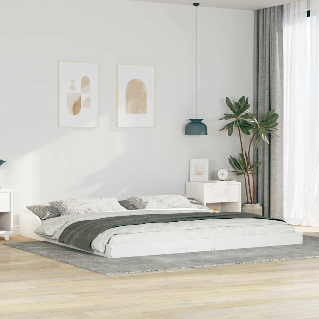 Bed Frame White 180 x 220 cm Solid Pine Wood
