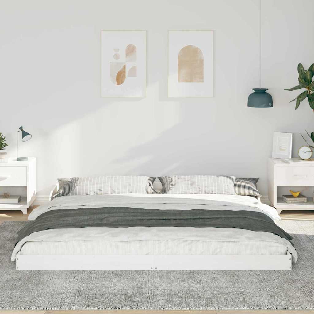 Bed Frame White 180 x 220 cm Solid Pine Wood