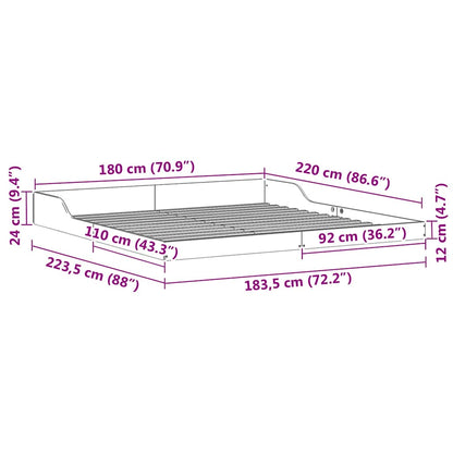 Bed Frame Wax Brown 180 x 220 cm Solid Pine Wood
