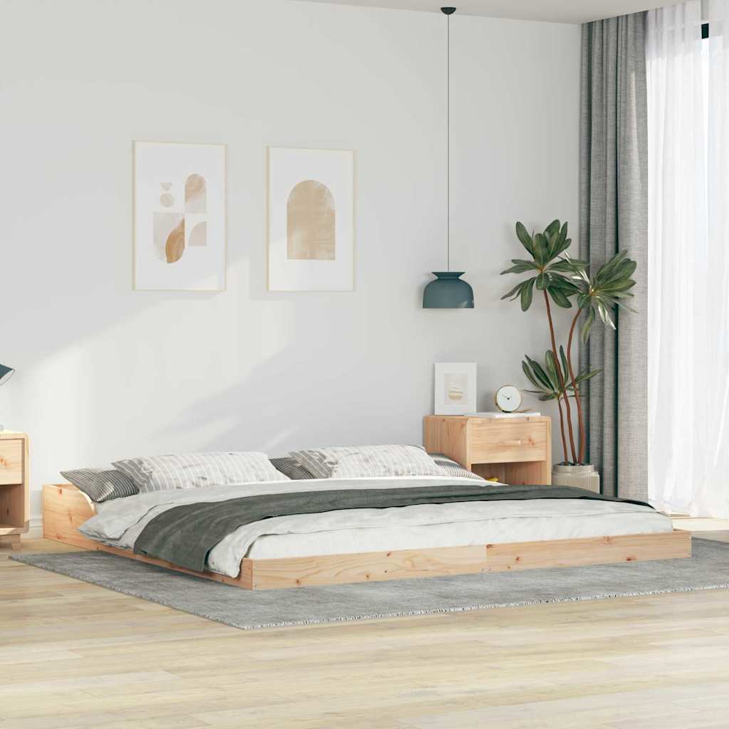 Bed Frame Brown 200 x 220 cm Solid Pine Wood