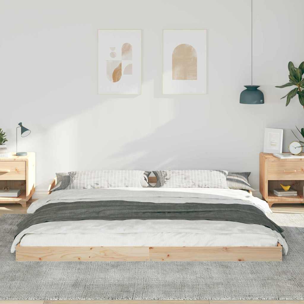 Bed Frame Brown 200 x 220 cm Solid Pine Wood