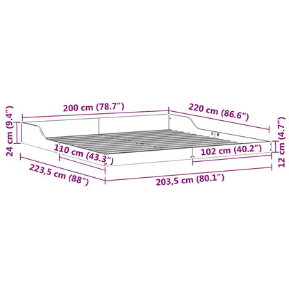 Bed Frame Wax Brown 200 x 220 cm Solid Pine Wood