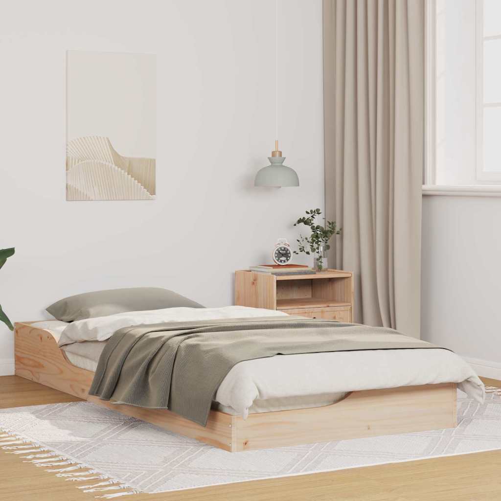 Bed Frame Brown 100 x 200 cm Solid Pine Wood