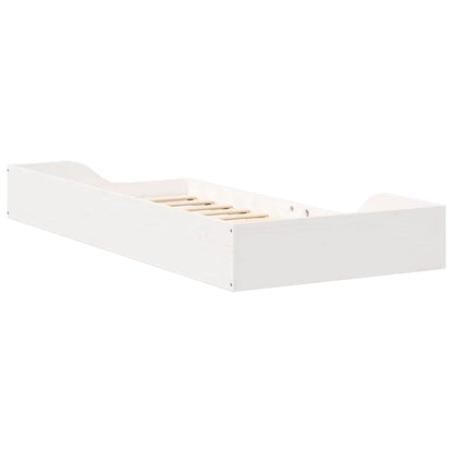 Bed Frame White 100 x 200 cm Solid Pine Wood