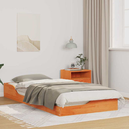 Bed Frame Wax Brown 100 x 200 cm Solid Pine Wood