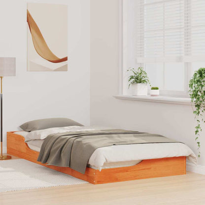 Bed Frame Wax Brown 100 x 200 cm Solid Pine Wood