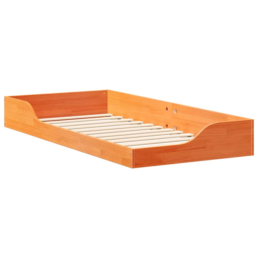 Bed Frame Wax Brown 100 x 200 cm Solid Pine Wood