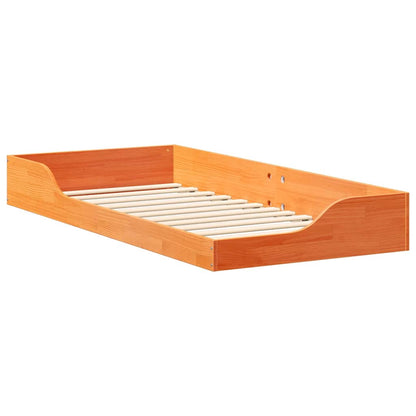 Bed Frame Wax Brown 100 x 200 cm Solid Pine Wood
