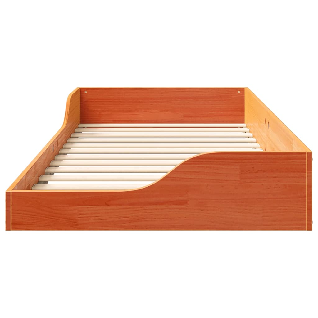 Bed Frame Wax Brown 100 x 200 cm Solid Pine Wood
