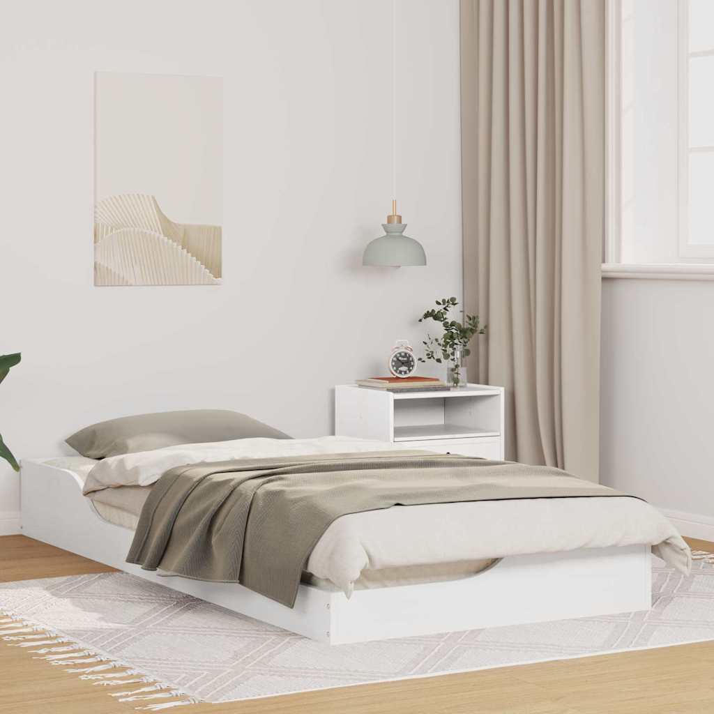 Bed Frame White 90 x 200 cm Solid Pine Wood