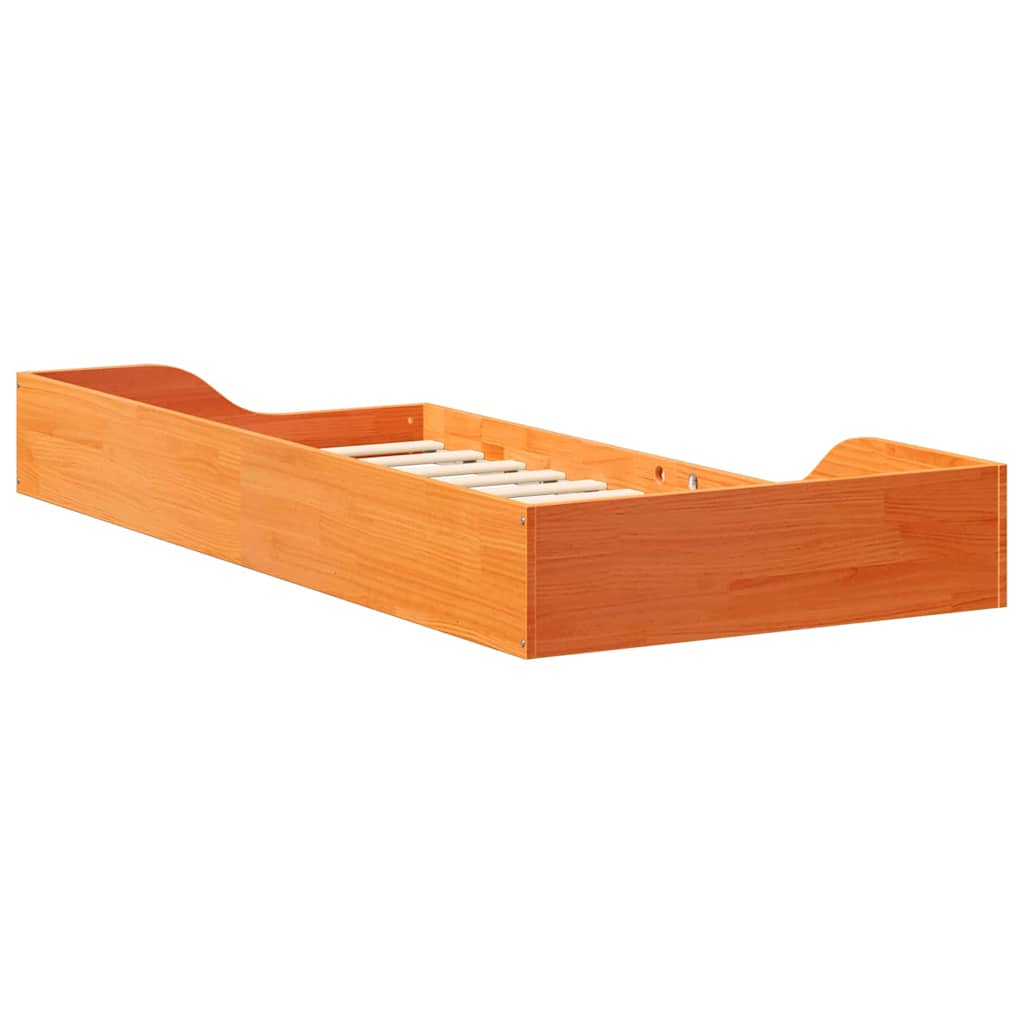 Bed Frame Wax Brown 90 x 200 cm Solid Pine Wood