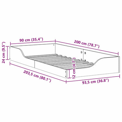 Bed Frame Wax Brown 90 x 200 cm Solid Pine Wood