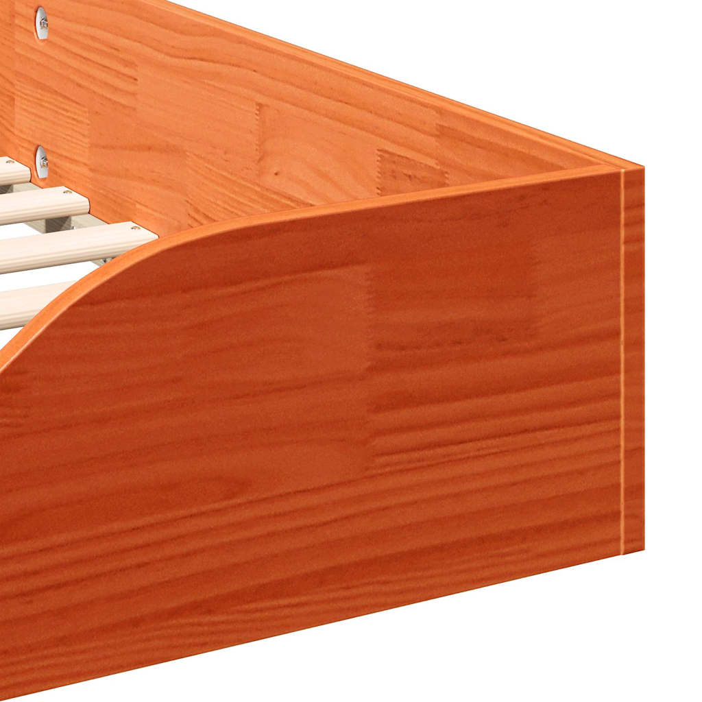 Bed Frame Wax Brown 90 x 190 cm Solid Pine Wood