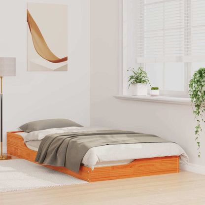 Bed Frame Wax Brown 90 x 190 cm Solid Pine Wood