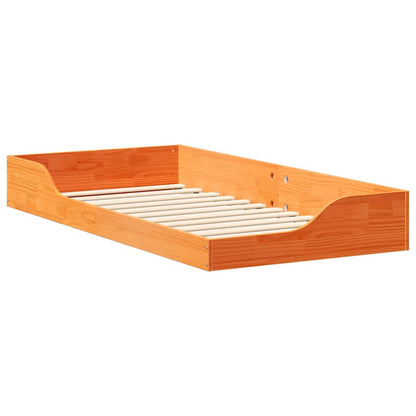 Bed Frame Wax Brown 90 x 190 cm Solid Pine Wood