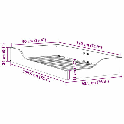 Bed Frame Wax Brown 90 x 190 cm Solid Pine Wood