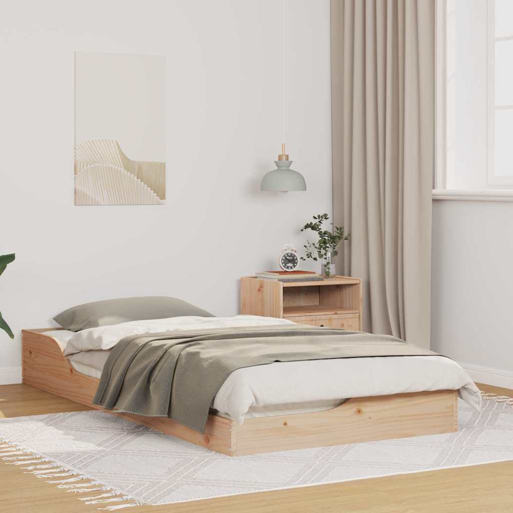 Bed Frame Brown 75 x 190 cm Solid Pine Wood