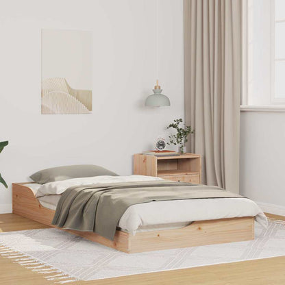 Bed Frame Brown 75 x 190 cm Solid Pine Wood