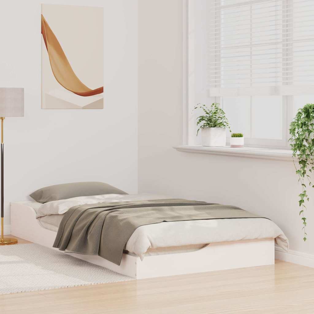 Bed Frame White 75 x 190 cm Solid Pine Wood
